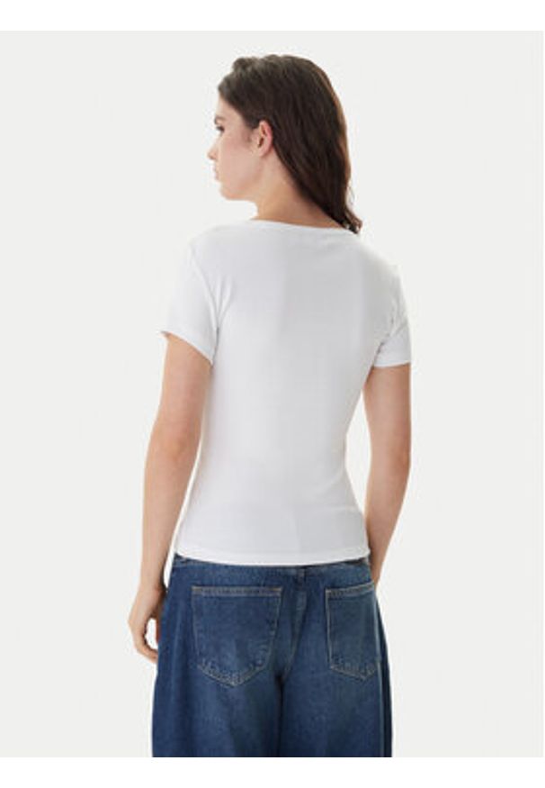 Tommy Jeans T-Shirt Essential DW0DW17385 Biały Slim Fit. Kolor: biały. Materiał: bawełna