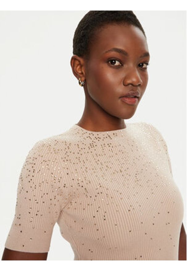 Marciano Guess Sweter 5RGR14 5821Z Beżowy Regular Fit. Kolor: beżowy. Materiał: wiskoza