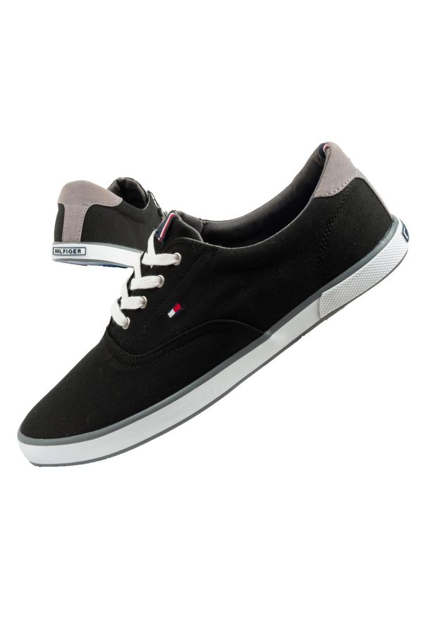 TOMMY HILFIGER - Buty sportowe trampki do chodzenia męskie Tommy Hilfiger. Kolor: czarny. Sport: turystyka piesza