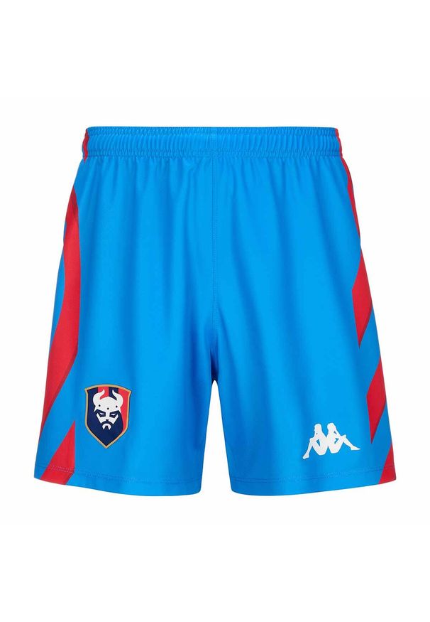 Kappa - Szorty dla dzieci SM Caen Kombat Ryder 2024/25. Kolor: niebieski, czerwony, wielokolorowy. Styl: sportowy