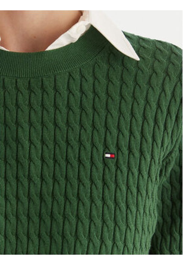 TOMMY HILFIGER - Tommy Hilfiger Sweter Fine WW0WW44993 Zielony Regular Fit. Kolor: zielony. Materiał: bawełna