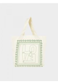 outhorn - Torba bawełniana na ramię - beżowa. Kolor: beżowy. Materiał: bawełna. Wzór: kolorowy, nadruk, haft #2