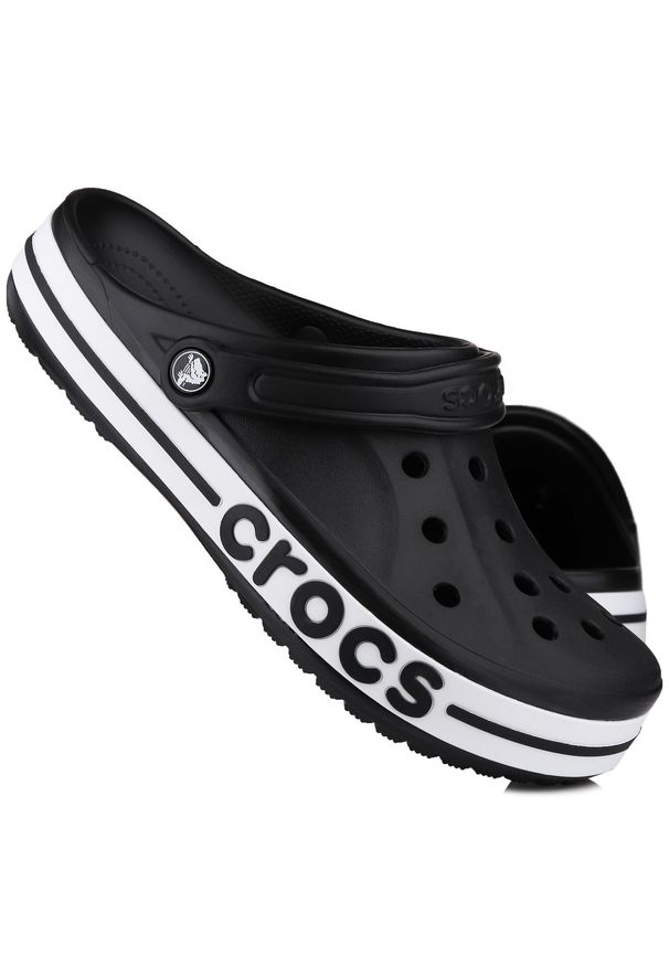 Klapki męskie sportowe Crocs CROCBAND. Okazja: na plażę. Kolor: czarny, biały, wielokolorowy. Materiał: syntetyk. Styl: sportowy