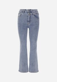 Renee - Niebieskie Jeansy o Kroju Flare z Bawełną Zapinane na Dwa Guziki Chasea. Kolor: niebieski. Długość: krótkie. Styl: retro, klasyczny #2
