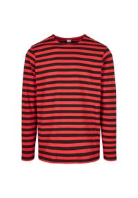 Urban Classics - T-shirt Męski W Paski Standardowy Z Długim Rękawem. Kolor: czerwony, wielokolorowy, brązowy, zielony. Długość rękawa: długi rękaw. Długość: długie. Wzór: paski. Sport: turystyka piesza #1