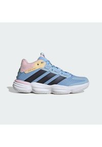 Adidas - Buty halowe Court Stabil Indoor. Kolor: pomarańczowy, niebieski, wielokolorowy. Sport: turystyka piesza
