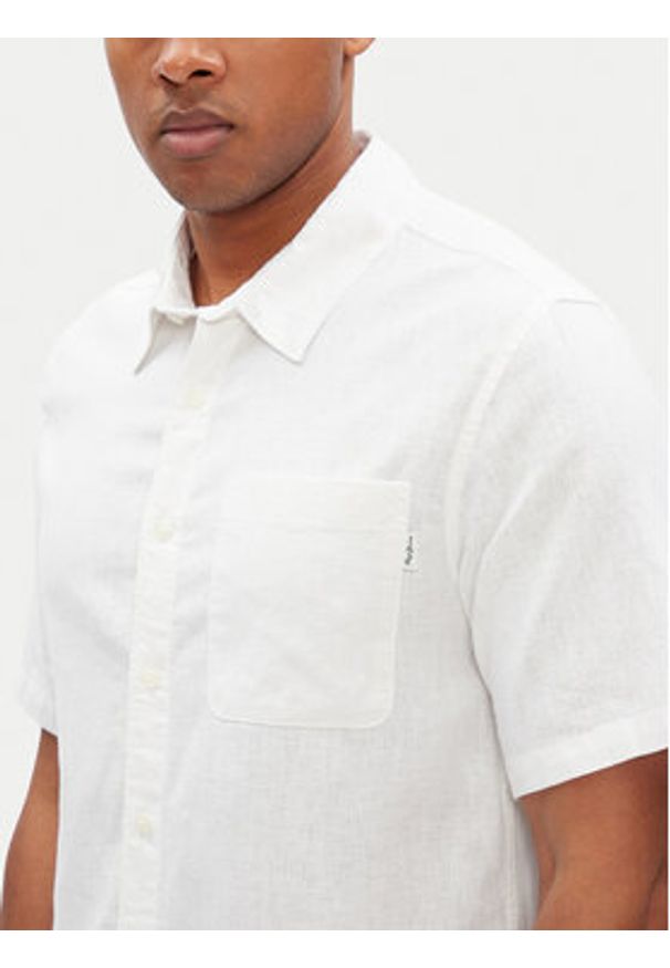 Pepe Jeans Koszula Amaro PM308847 Biały Regular Fit. Kolor: biały. Materiał: len, bawełna