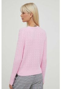 TOMMY HILFIGER - Tommy Hilfiger sweter z domieszką wełny damski kolor różowy. Kolor: różowy. Materiał: wełna #3