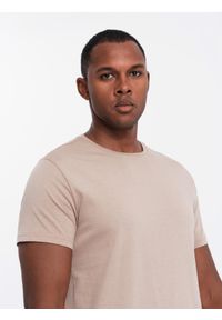 Ombre Clothing - Zestaw męskich koszulek bawełnianych BASIC z okrągłym dekoltem – szarozielony/biały/beżowy V14 OM-TSBS-0232 - XXL. Okazja: na co dzień. Kolor: zielony. Materiał: bawełna. Styl: klasyczny, casual #8