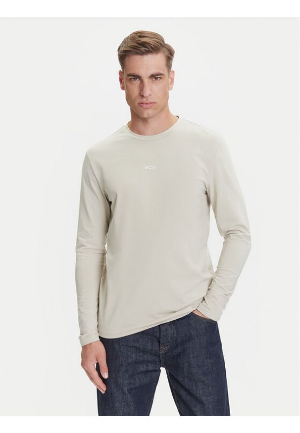 BOSS Longsleeve Tchark 50473286 Beżowy Regular Fit. Kolor: beżowy. Materiał: bawełna. Długość rękawa: długi rękaw