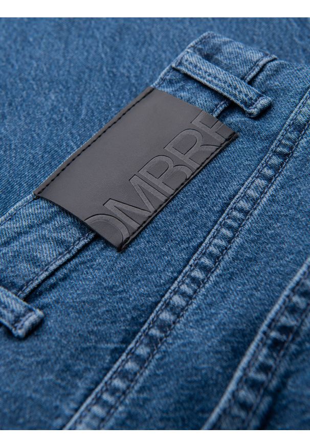 Ombre Clothing - Marmurkowe spodnie męskie jeansowe CARROT FIT – ciemnoniebieskie V2 - Rozmiar: M. Kolor: niebieski. Materiał: jeans. Styl: retro, klasyczny