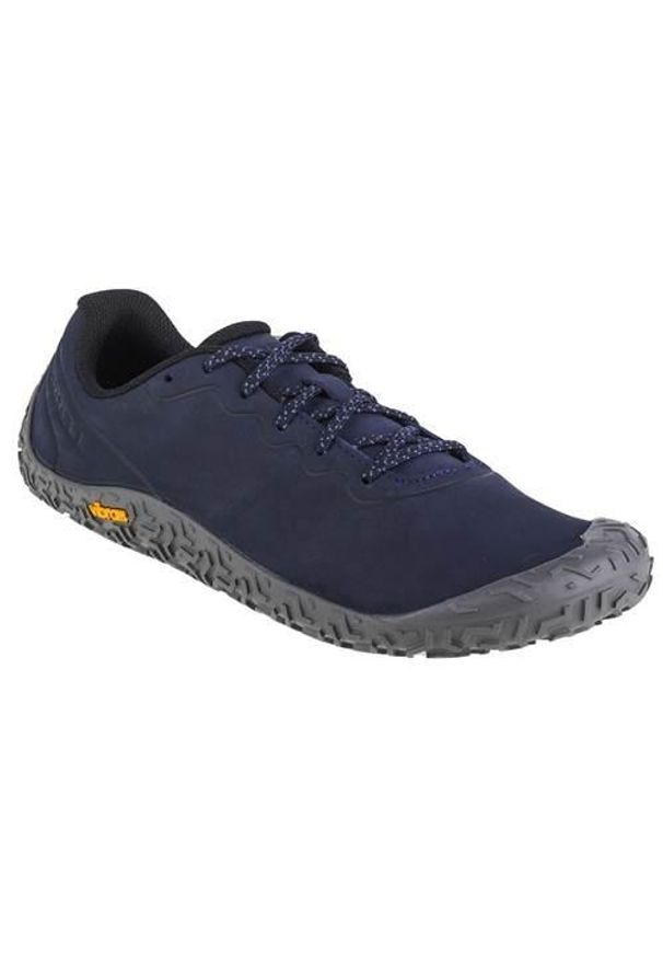 Buty do chodzenia męskie Merrell Vapor Glove. Zapięcie: sznurówki. Kolor: niebieski. Materiał: guma, syntetyk, tkanina, materiał. Szerokość cholewki: normalna. Sport: bieganie, turystyka piesza