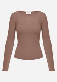 Born2be - Brązowa Elastyczna Bluzka z Kwadratowym Dekoltem z Wiskozą Doriore. Okazja: na co dzień. Typ kołnierza: dekolt kwadratowy. Kolor: brązowy. Materiał: wiskoza. Styl: elegancki, klasyczny, casual #3