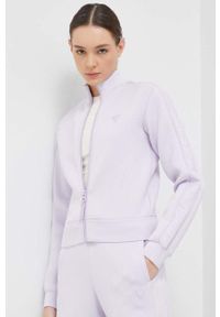 Guess bluza damska kolor fioletowy gładka. Okazja: na co dzień. Kolor: fioletowy. Materiał: materiał, wiskoza. Wzór: gładki. Styl: casual