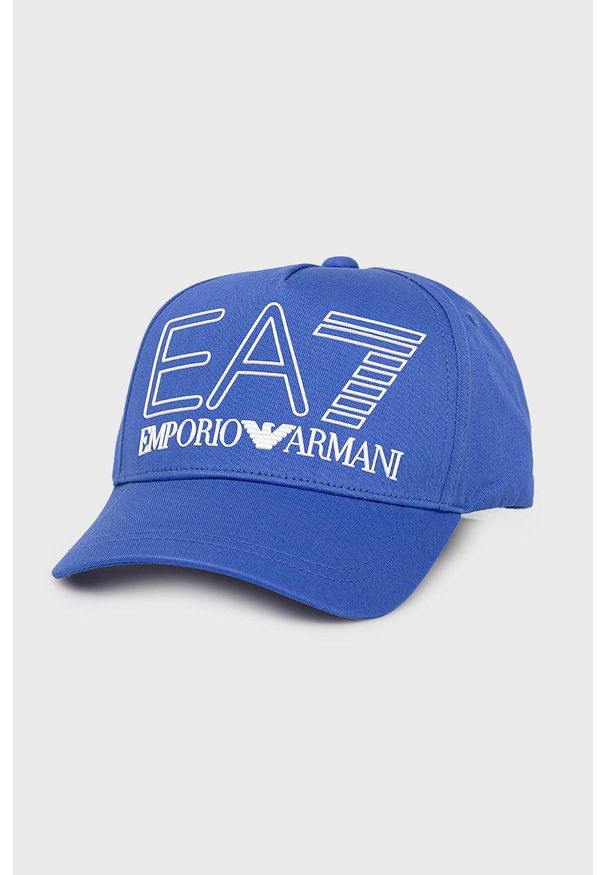 EA7 Emporio Armani czapka z aplikacją. Kolor: niebieski. Wzór: aplikacja