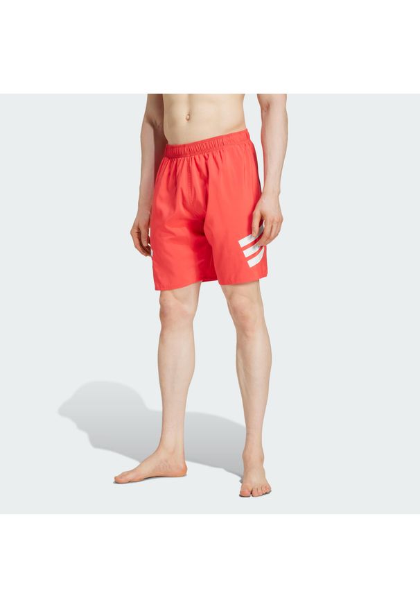 Adidas - Szorty do pływania 3-Stripes 8-Inch. Kolor: biały, czerwony, wielokolorowy. Materiał: materiał