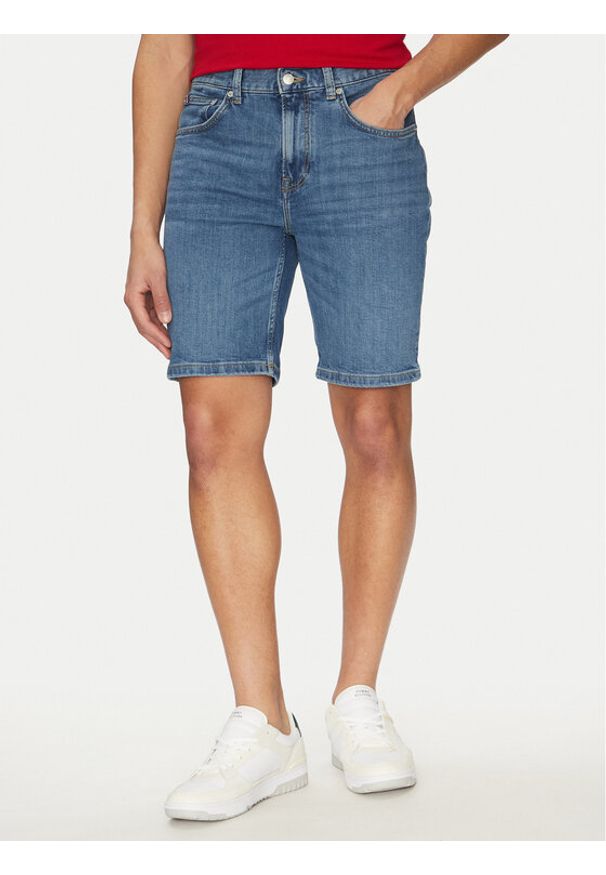 TOMMY HILFIGER - Tommy Hilfiger Szorty jeansowe Brooklyn MW0MW39194 Niebieski Slim Fit. Kolor: niebieski. Materiał: bawełna