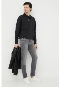 Calvin Klein Jeans longsleeve bawełniany kolor czarny gładki. Kolor: czarny. Materiał: bawełna. Długość rękawa: długi rękaw. Długość: krótkie. Wzór: gładki #3