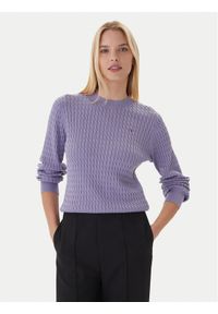 TOMMY HILFIGER - Tommy Hilfiger Sweter Fine WW0WW44993 Fioletowy Regular Fit. Kolor: fioletowy. Materiał: bawełna
