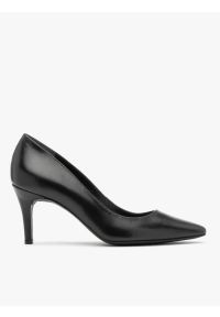 Ryłko - Eleganckie czarne czółenka na szpilce. Nosek buta: okrągły. Kolor: czarny. Materiał: skóra. Obcas: na szpilce. Styl: elegancki, klasyczny. Wysokość obcasa: średni #1