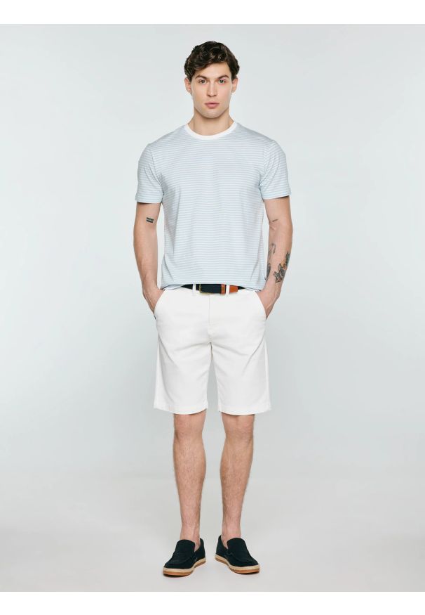 Big-Star - Koszulka męska w paski błękitna Oler 400. Okazja: na co dzień. Kolor: niebieski. Materiał: dzianina. Wzór: paski. Styl: elegancki, klasyczny, casual