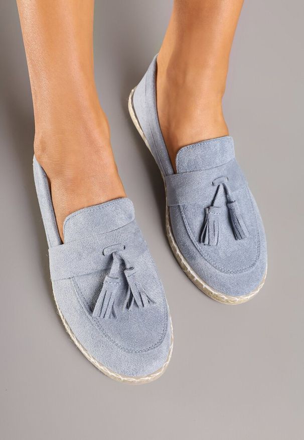Renee - Jasnoniebieskie Espadryle przed Kostkę z Ozdobnymi Chwostami Marilsa. Wysokość cholewki: przed kostkę. Kolor: niebieski