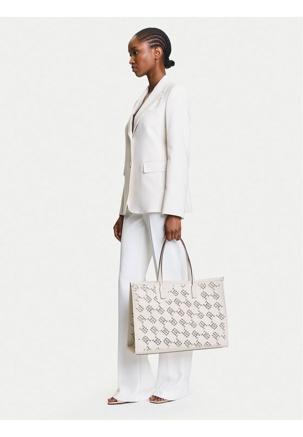 TOMMY HILFIGER - Tommy Hilfiger Torebka Th City AW0AW17501 Écru. Materiał: skórzane
