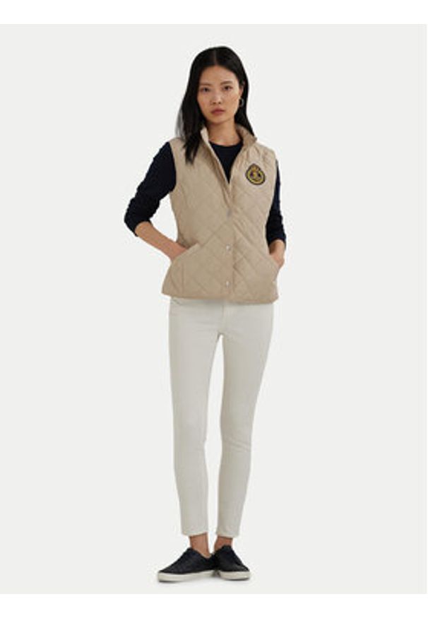 Lauren Ralph Lauren - LAUREN RALPH LAUREN Bezrękawnik 297951276003 Beżowy Straight Fit. Kolor: beżowy. Materiał: syntetyk. Długość rękawa: bez rękawów