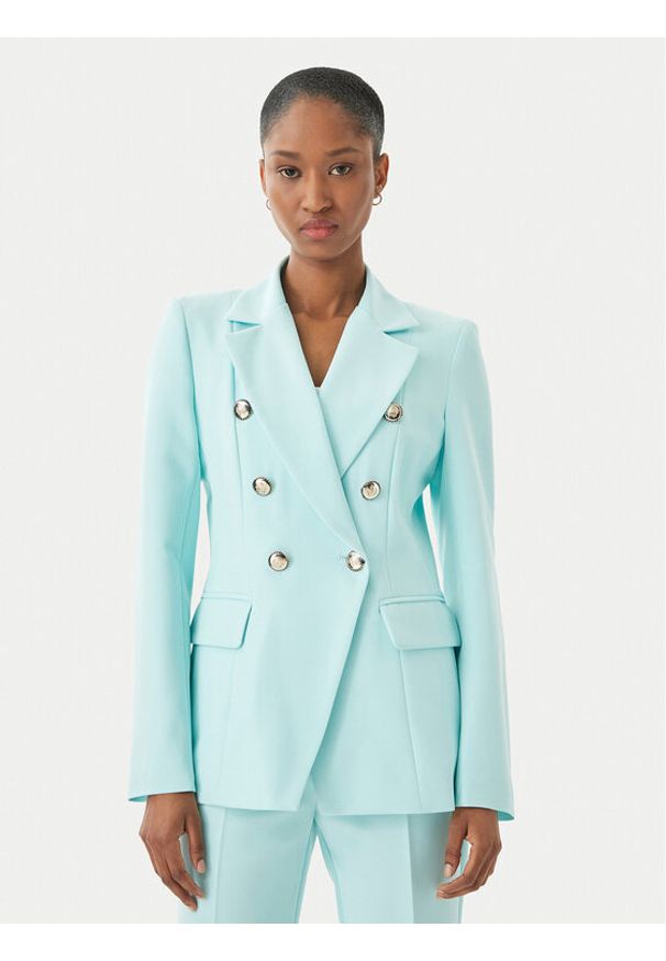 Maryley Marynarka 26EB139/43AC Turkusowy Regular Fit. Kolor: turkusowy. Materiał: syntetyk