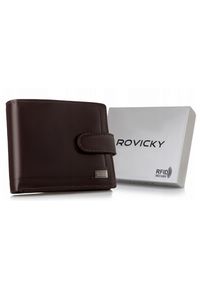 ROVICKY - Portfel skórzany Rovicky PC-107L-BAR brązowy. Kolor: brązowy. Materiał: skóra