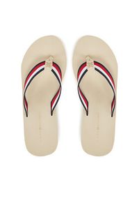 TOMMY HILFIGER - Tommy Hilfiger Japonki Th Corporate Wedge Beach Sandal FW0FW08520 Beżowy. Kolor: beżowy. Materiał: materiał #4