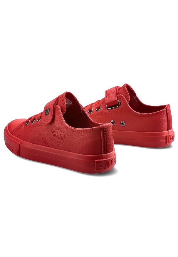 Big-Star - Czerwone Trampki Big Star Dziecięce Buty Na Rzep. Zapięcie: rzepy. Kolor: czerwony. Materiał: materiał, skóra ekologiczna, skóra, guma. Szerokość cholewki: normalna. Styl: młodzieżowy
