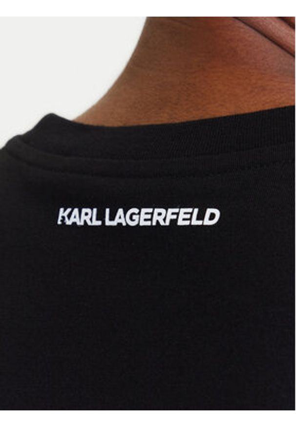 Karl Lagerfeld - KARL LAGERFELD T-Shirt A3W17105 Czarny Regular Fit. Typ kołnierza: dekolt w karo. Kolor: czarny. Materiał: bawełna