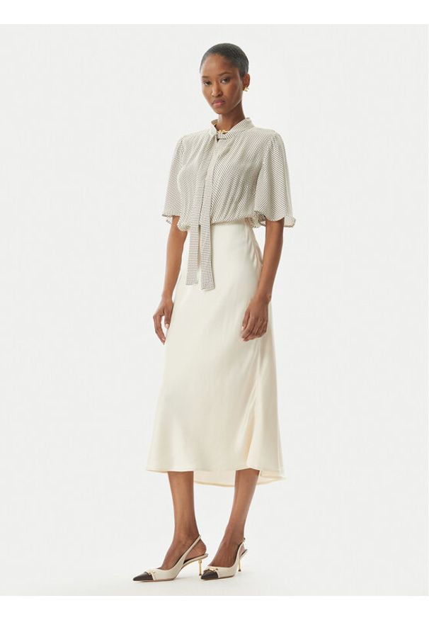 Elisabetta Franchi Sukienka koktajlowa AB85752E2 E84 Beżowy Regular Fit. Kolor: beżowy. Materiał: syntetyk. Styl: wizytowy