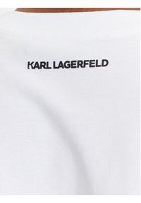 Karl Lagerfeld - KARL LAGERFELD T-Shirt A3W17018 Biały Regular Fit. Typ kołnierza: dekolt w karo. Kolor: biały. Materiał: bawełna #4