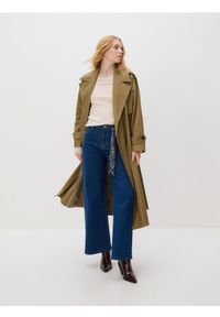 Reserved - Jeansy wide leg z bandaną - granatowy. Kolor: niebieski #1