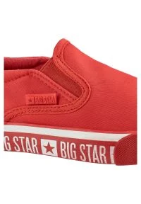 Big-Star - Czerwone Tenisówki Big Star Modne Obuwie Damskie. Zapięcie: bez zapięcia. Kolor: czerwony. Materiał: materiał. Szerokość cholewki: normalna. Wzór: aplikacja, nadruk #2