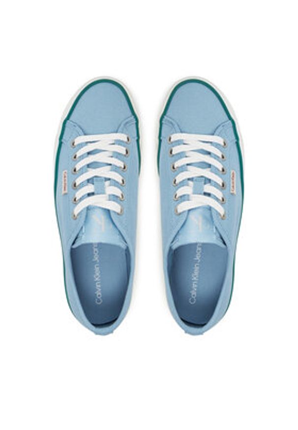 Calvin Klein Jeans Tenisówki Vulc Flatform Ctn Logo Tag YW0YW01838 Błękitny. Kolor: niebieski. Materiał: materiał