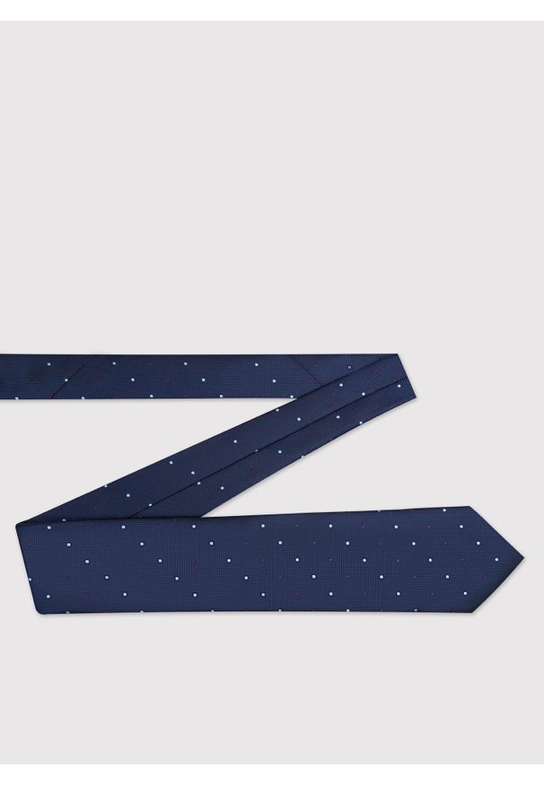 Pako Lorente - PAKO LORENTE - Granatowy krawat męski w kropki. Kolor: niebieski. Materiał: poliester. Wzór: kropki