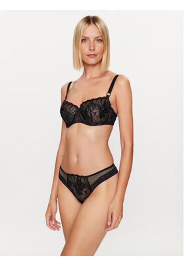 Chantelle Biustonosz z fiszbiną Fleurs Si C12Q50 Czarny. Kolor: czarny. Materiał: syntetyk