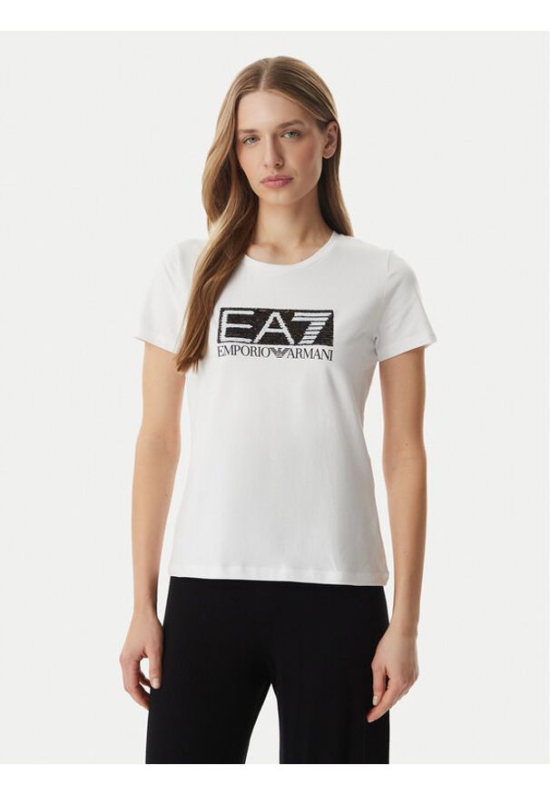 EA7 Emporio Armani T-Shirt 7W001093 AF10373 U0002 Biały Regular Fit. Kolor: biały. Materiał: bawełna
