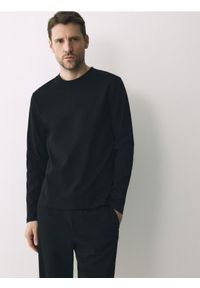 Reserved - Longsleeve z merceryzowanej bawełny - czarny. Kolor: czarny. Materiał: bawełna. Długość rękawa: długi rękaw #1