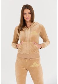 Juicy Couture - JUICY COUTURE Beżowa damska bluza Arched Metallic, Rozmiar M. Kolor: beżowy