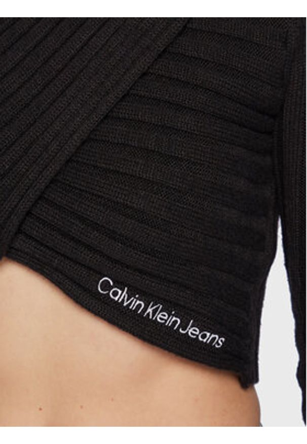 Calvin Klein Jeans Golf J20J219786 Czarny Slim Fit. Typ kołnierza: golf. Kolor: czarny. Materiał: bawełna