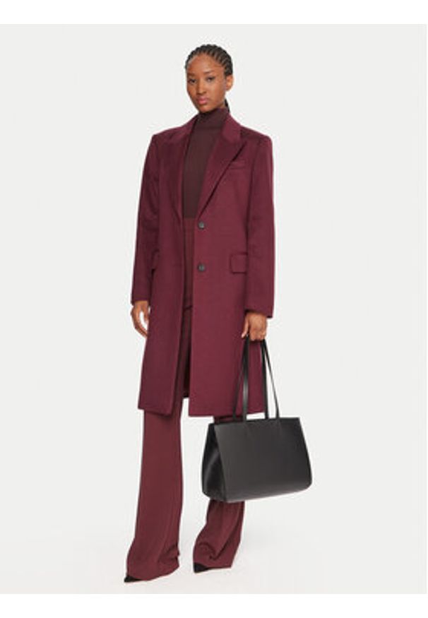 BOSS Płaszcz wełniany Classin 50548371 Fioletowy Regular Fit. Kolor: fioletowy. Materiał: wełna