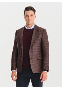 Pako Lorente - PAKO LORENTE – Brązowa marynarka w drobną kratę. Kolor: brązowy. Materiał: poliester, wiskoza, elastan. Sezon: jesień #1