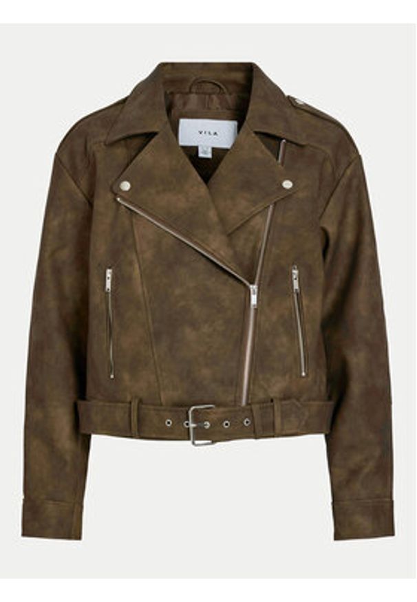 Vila Kurtka z imitacji skóry Line 14102785 Brązowy Regular Fit. Kolor: brązowy. Materiał: skóra