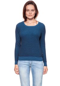 Wrangler - DAMSKI SWETER WRANGLER TWO TONE KNIT NAVY W81081P35. Materiał: bawełna, dzianina