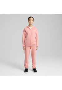 Puma - Młodzieżowy dres z kapturem i metalicznym wykończeniem PUMA Pink Fruit. Kolor: różowy. Materiał: dresówka. Styl: młodzieżowy