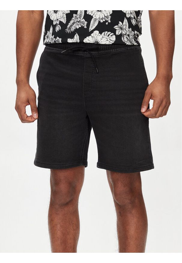 Jack & Jones Szorty jeansowe Chris 12249165 Czarny Relaxed Fit. Kolor: czarny. Materiał: bawełna